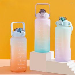 Water Bottles 2L Time Scale Space Gradient Bottle Outdoor Portable Cap Color Cup Large Capacity Simplified