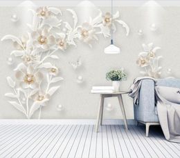 Wallpapers Custom Wallpaper Relief Small Fresh Jewellery Background Wall Painting