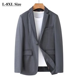 Men's Suits Blazers 8XL 7XL 6XL Men's Business Casual Blazer Plus Size Solid Colour Suit Jacket Dress Work Clothes Oversize Coats Male Black Grey 230729