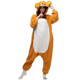 Well Made 2016 NEW Fleece Rilakkuma Bear Kigu Pyjamas Anime Cosplay Costume Unisex Adult Onesie Sleepwear Cartoon Bear Jumpsuit Fr247S