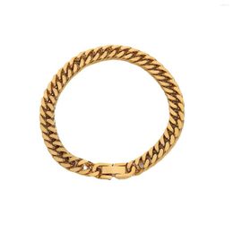 Strand Stainless Steel PVD 18K Gold Plated Tarnish Waterproof Simply Cuban Chain Bracelet For Woman Jewelry Wholesale Trendy