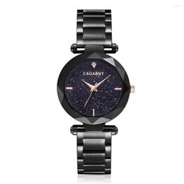 Wristwatches Cagarny Black Steel Bracelet Watch Women Quartz Watches Ladies Starry Sky Diamond Female Wrist Clock Relogio Feminino