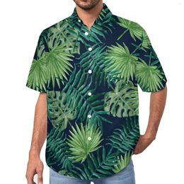 Men's Casual Shirts Tropical Leaf Jungle Vacation Shirt Palm Leaves Print Summer Men Street Style Blouses Short Sleeve Custom Clothes