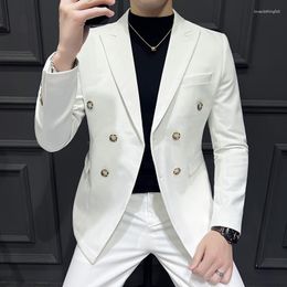 Men's Suits (Jackets Trousers)Men's Brand Top Quality Business Suits/Male Double Breasted Slim Fit Casual Blazers/Man Groom Wedding Dress