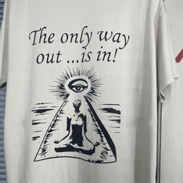 23ss Men's T-shirts WAY OUT vintage Tee Letter Printed Vintage Washed Loose Short Sleeve High Street Tee