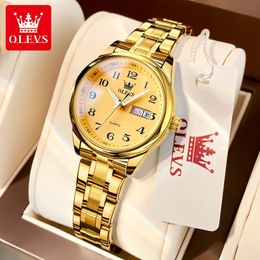 Wristwatches OLEVS Quartz Watch Women Fashion Ladies Watches Wrist Waterproof Luminous Stainless Steel Gold Women Watches Luxury Elegant 230729