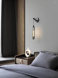 Wall Lamp All Copper Bedroom Bedside Modern Simple Creative Glass Cover Restaurant Main Light 2023 Led Lamps