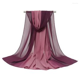 Scarves 16 Colors Fashion Ombre Gradient Bubble Chiffon Instant Hijab Shawl Lady High Quality Wrap Beach Cover-ups Bufandas Muslim Sjaal