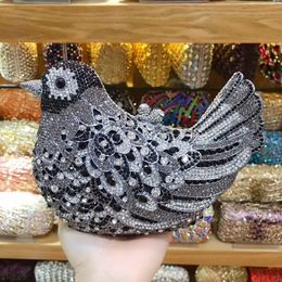 Evening Bags XIYUAN Bird Shape Crystal Clutches Diamond Women Metal Clutch Rhinestones Evening Bags Wedding Party Handbag Minaudiere Purse 230729