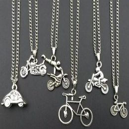 Pendant Necklaces Mixed Style Bicycle Motorcycle Necklace Statement Jewelry Woman Mens Charms Gift238e