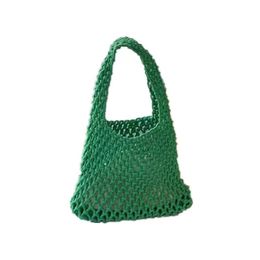 ins woven vegetable basket handbag 2023 summer Korean style lazy wind fishnet bag fashion all-match bag women's bag