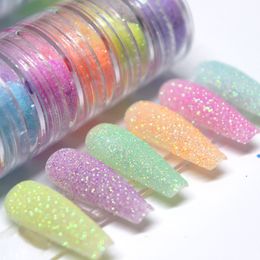 Nail Glitter 6 Colors Set Candy Sweater Effect Nail Glitter Sparkly Sugar Dust Powder Chrome Pigment For Manicure Polish Nail Art Decorations 230729