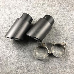 2 Pieces Matte Black Carbon Fiber Universal Akrapovic Exhaust Muffler Tips Auto Cover Styling2663