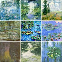 Paintings DIY Colouring by Numbers Claude Monet's Kinds of Water Lilies Impression Lotus Pictures Paints Colours Gifts 230729