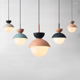 Pendant Lamps Nordic Modern Lights Small Chandelier Creative Personality Macaron Light Bedroom Bedside Lamp LED Kitchen Hanging