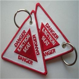 DANGER Ejection Seat Key Tag with Customized Embroidered Logo Accept Any Color and Size 9 x 7 7cm 100pcs lot242G