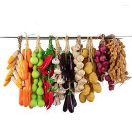 Decorative Flowers Artificial Simulation Food Vegetables Home Decor Fake Chili Pepper Corn Garlic Fruit Pography Props Wall Hanging Easter