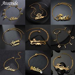 Custom Name Anklet Personalised Thick Leg Chain Letter Jewellery for Women Stainless Steel 18cm Charms Customised Gift 230719