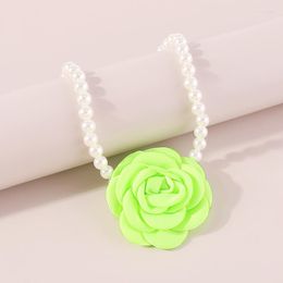Choker Bohemia Elegant Camellia One Piece Pearl Necklace Fashion Vintage Multicolored Rose Sexy Trend Wedding Party For Women
