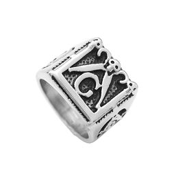 Stainless Steel Ancient Silver Freemason Masonic Skull Ring fine polished fraternal association square compass Free mason Rings Mason Personality Men Jewellery