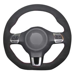 Black Suede DIY Car Steering Wheel Cover for Volkswagen Golf 6 GTI MK6 VW Polo GTI Scirocco R Passat CC R-Line 2009-20162937