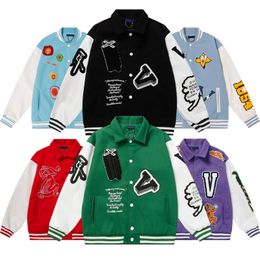 Beflockte Lederärmel Baseballmantel Uniform Modejacke Hochwertige einreihige warme Mäntel Paare Frauen Männer Uni-Jacken Herren-Designerkleidung