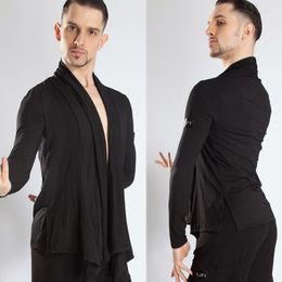 Stage Wear Brown Black Men Male Latin Ballroom Pratice Competition Shirt Blouse BY300