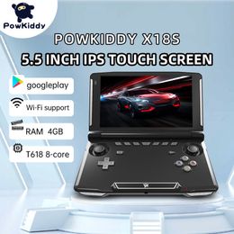 Portable Game Players POWKIDDY X18S 5 5 Inch IPS Screen Black Version Android 11 L3 R3 Function Retro Games Handheld Console 230731