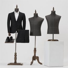 2style Male mannequin body half length model suit trousers Pants rack display clothing store wood dase Adjustable height ONE PIE208r