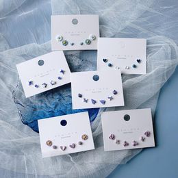 Stud Earrings Circular Flower Star Aircraft Space 3 Pieces/set Ceramic Mixed Colour Ear Studs