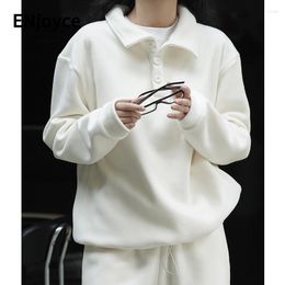 Women's Hoodies Street Style Fleece White Drawstring Pullover Sweatshirt Women Casual Loose Lapel Jacket Cotton Thicken 2023 Fall Winter
