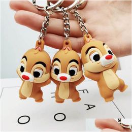 Keychains Lanyards Fashion Cute 3D Keychain Squirrel Ring Gift For Women Girls Bag Pendant Key Chains Jewellery Drop Delivery Accessor Ot6S8