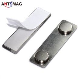 Magnetic Name Tag ID Badge Holder Strong Fastener with 3M Adhesive on Front Plate Silver 100Pack280U