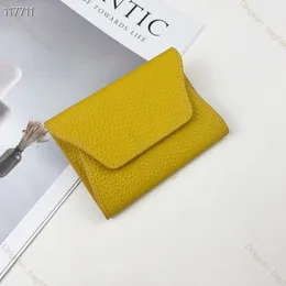 Luxury Designer New Style Bags Fashion Togo Leather Short Square Business Card Holder Card Bag Flap Buckle Top Quality Women's Zero Wallet