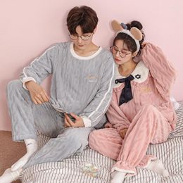 Women's Sleepwear Est Couple Pyjamas Set Fleece Homewear Thick Warm Male And Female Ladies Pyjama