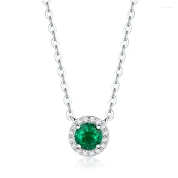 Pendants WINWOS True 18K Platinum 925 Sterling Silver Emerald Momulberry Stone Pendant Necklace Bridesmaid Wedding Birthday Gift Jewellery