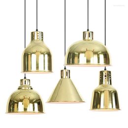 Pendant Lamps Gold Pendent Light Luxury Lampshade American Round Hanging Ring Copper Lamp Vintage Avize Modern Retro Acrilico Lighting