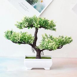 Decorative Flowers Artificial Plant Pine Bonsai Potted Simulation Tree For Home Decoration Flower Fake Green Pot Plants Ornaments Decor