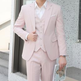 Men's Suits Advanced Suit Korean Version Of The Three-piece Fashion Handsome Slim Business Casual Formal Dress (suit Vest Trousers)