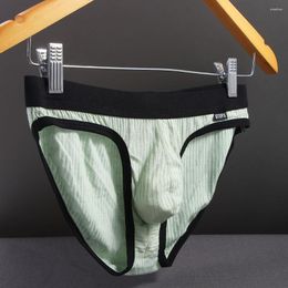 Underpants Comfortable Simple Low-waist Letter Underwear Men Thong Sexy Briefs U Convex Screw Thread Panties