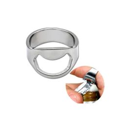 Openers Portable Beer Thumb Bottles Opener Unique Stainless Steel Finger Ring For Men Fashion Punk Color Creativity Decoration Jewelry Dhacw