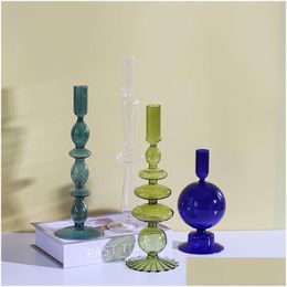 Candle Holders Glass Holder Decorative Candlestick Bright Colour Sparkle In Sunshine Home Decor Decoration Flower Vase Drop Delivery Ga Dhrxz