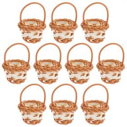 Dinnerware Sets 10 Pcs Shelf Basket Rattan Decor Decorative Seagrass Mini Gifts DIY Picnic Small