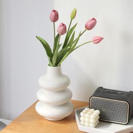 Vases Nordic Ceramic Home Decoration Plain Flower POTS Dry Flowers Craft Gifts Glamour Decor