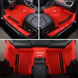 Custom Fit Car Floor Mat Waterproof Leather ECO friendly Material Specific For Car Double Layers Full set Carpet With Borders Logo286U