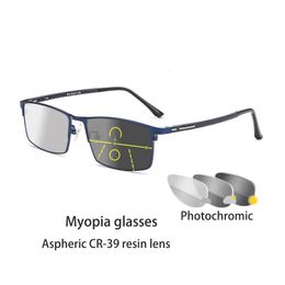 Sunglasses Men Pochromic Multifocal Reading Glasses Bifocal Blue Blocking Business Computer Anti Radiation See Far Near Eyewear