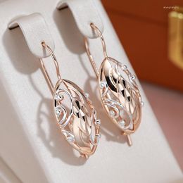 Dangle Earrings JULYDREAM Full Hollow Texture 585 Rose Gold Color White Plating Pendant For Women Embossed Jewelry Party Accessories