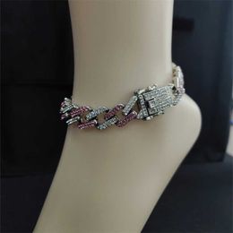 TOP Hop Cuban Link Anklet Bracelet Accessory for Gift Men Women Pink White Colour Used Alloy 230719