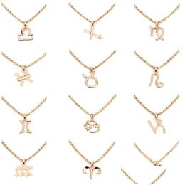 Pendant Necklaces Zodiac Necklace Womens Constellations Statement Celestial Keepsake Virgo Taurus Leo Gemini Jewelry Gift Sier Gold Dr Dhh6Y