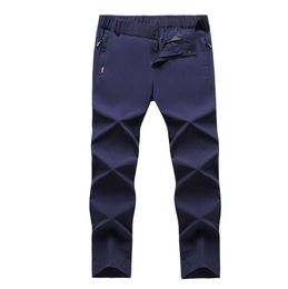 Men's Pants Large Men's Summer Pants Large Ice Silk Elastic Breathable Straight Leg Pants 6XL Quick Dry Elastic Belt Black Pants Z230801